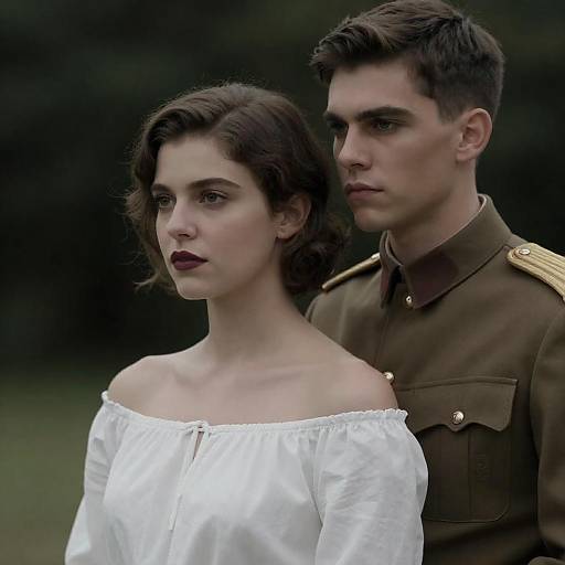 Period Couple in Military Costume Portrait