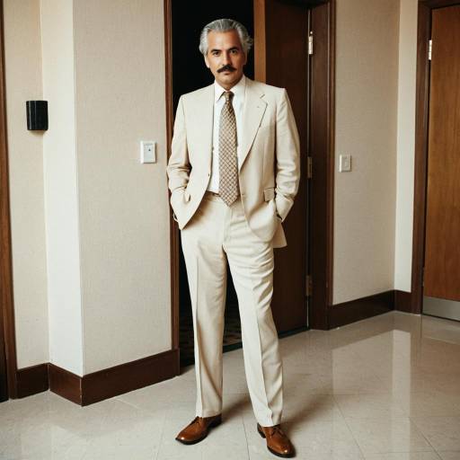 Middle-Aged Man in Vintage Beige Suit