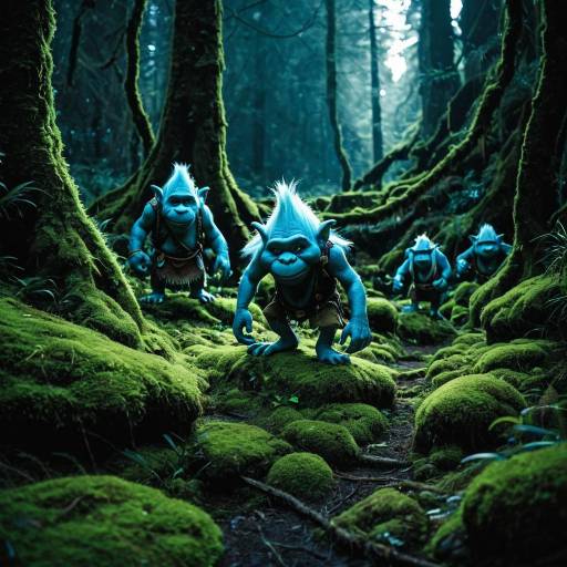 Bioluminescent Trolls in Enchanted Forest