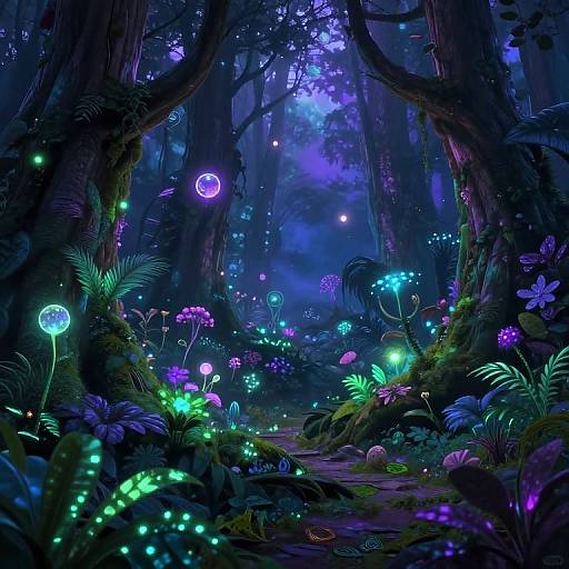 Enchanted Bioluminescent Fantasy Forest