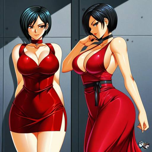 Illustration of Ada wong, resident evil in the style of Jadenkaiba