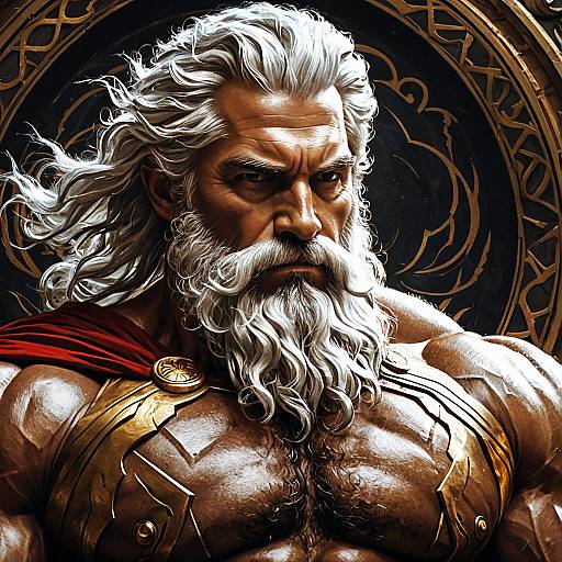 Painted Portrait of Rugged Zeus God of Thunder