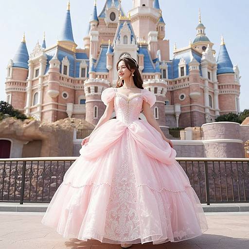 Woman in Pink Princess Dress