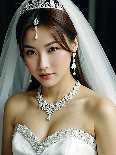 Photorealistic Asian Bride in White Dress
