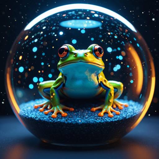 Glowing Cosmic Frog in Glass Sphere Glowing Cosmic Frog in Glass Sphere