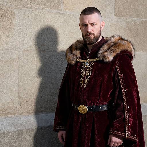 Regal Bearded Man in Medieval Robe