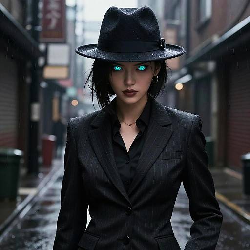 Stylized Mafia Girl Anime Portrait