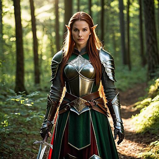 Female Elf Warrior in Detailed Armor
