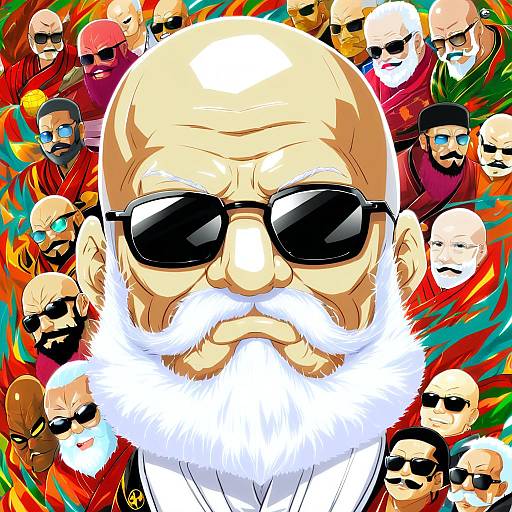 Illustration of Muten roushi, dragon ball in the style of Shikito