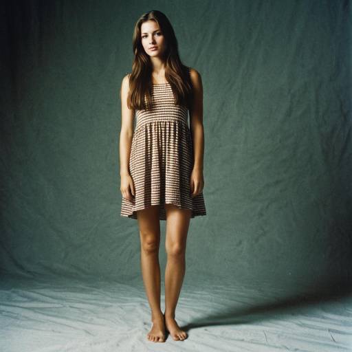 Young Woman in Casual Dress Standing Barefoot