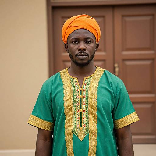 Man in Rasta and Orange Turbans