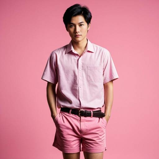 Stylish Man in Pink Shorts Outfit