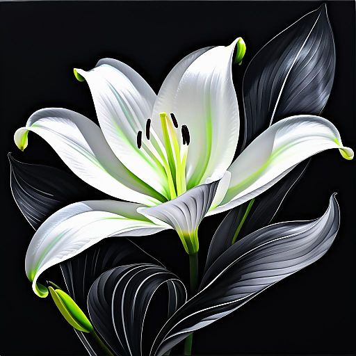 Ethereal Coiled Lily in Black and White Ethereal Coiled Lily in Black and White