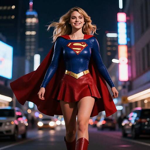 Photo-Realistic Supergirl Neon Night