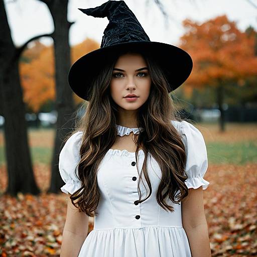 Woman in Witch Costume Outdoors