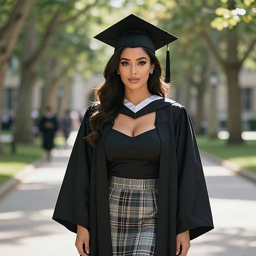 Elegant Young Woman in Graduation Attire