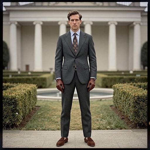 Elegant Man in Neoclassical Setting