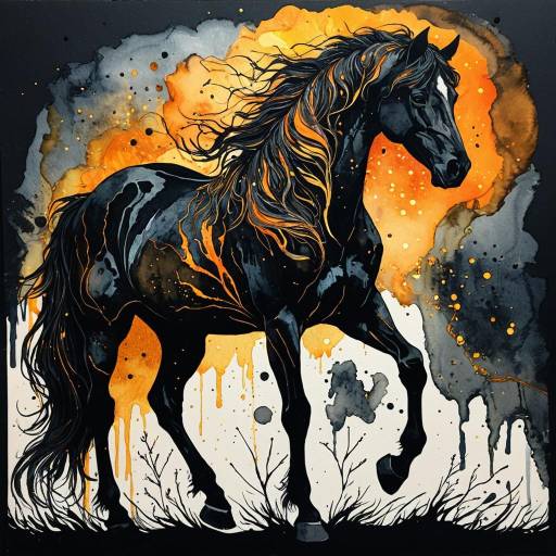 Silhouette Art of Nightmare Horse in Alcohol Ink Silhouette Art of Nightmare Horse in Alcohol Ink