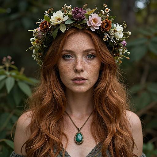 Ginger Woman with Floral Crown