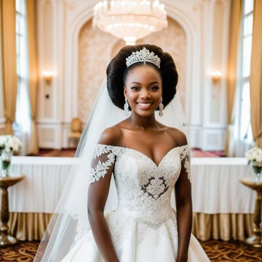 Elegant African Bride in Lace Wedding Dress