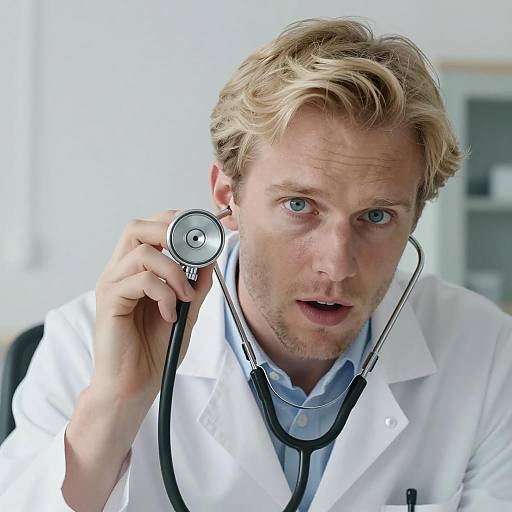 Intense Male Doctor in Medical Setting