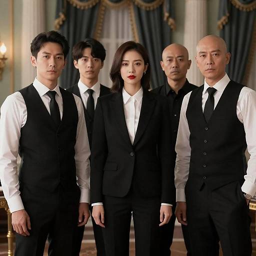 Formal Group Portrait in Ornate Room