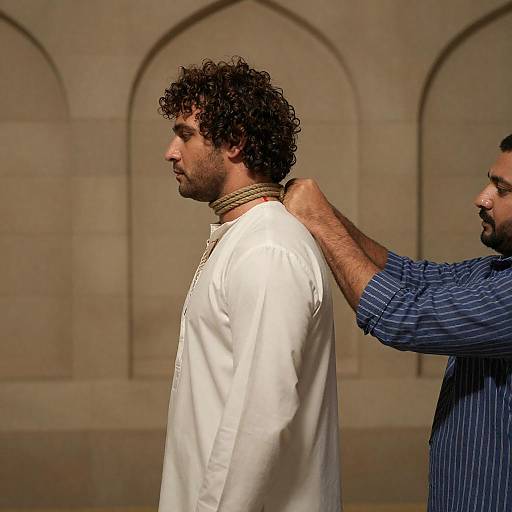 Man Restrained by Rope Near Archway