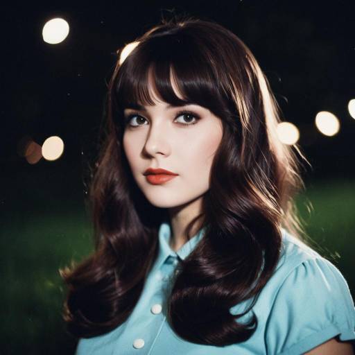 Retro 60s Style Portrait of Woman at Night