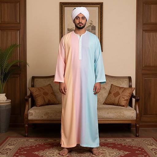 Man in Pastel Costume with Turban