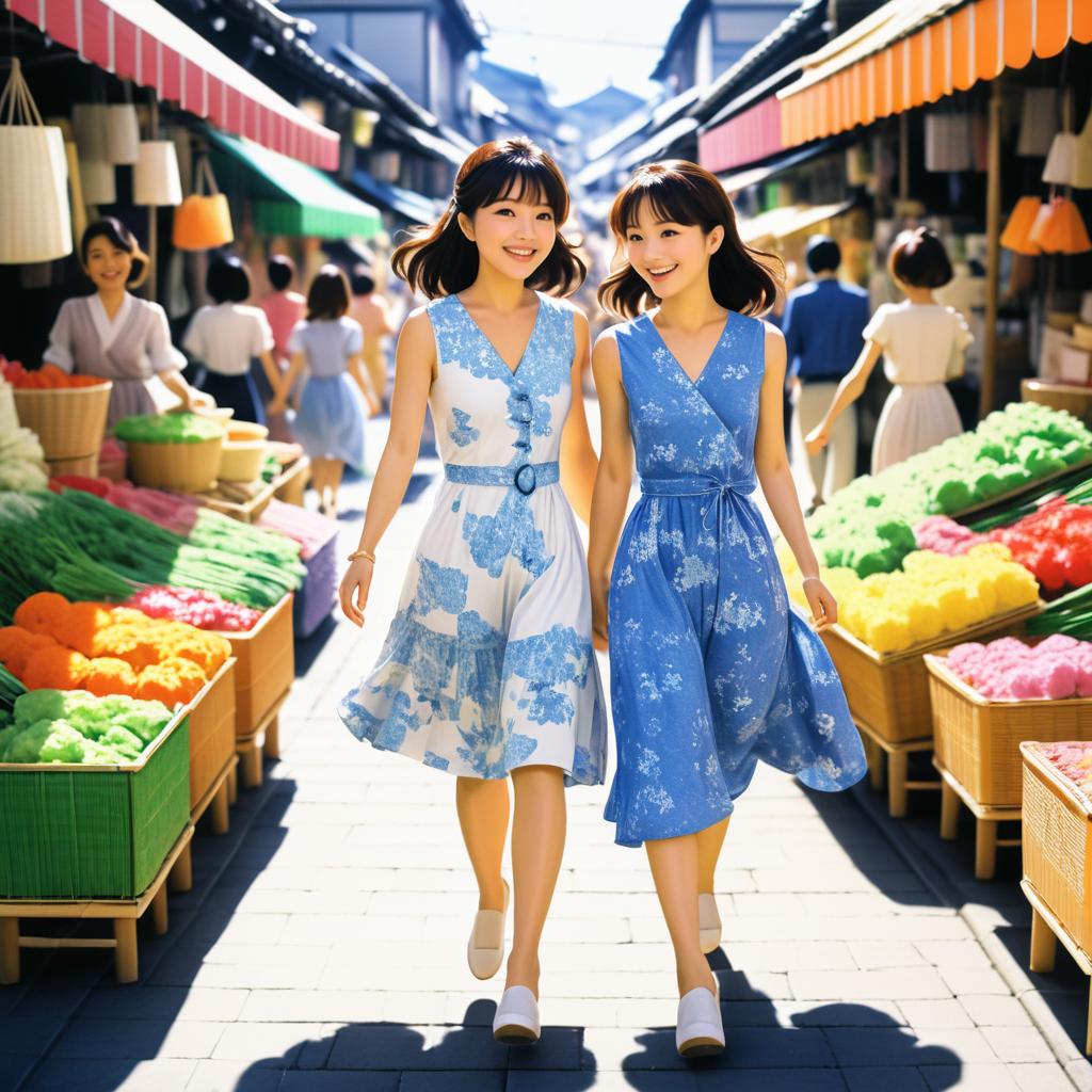 Sisters' Day Out in a Vibrant Market