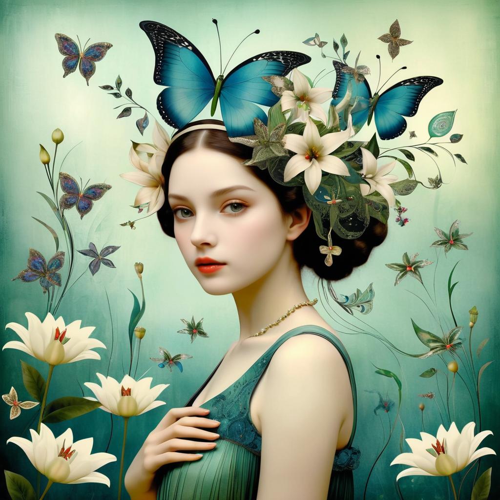 Elegant Album Art with Butterfly and Lilies