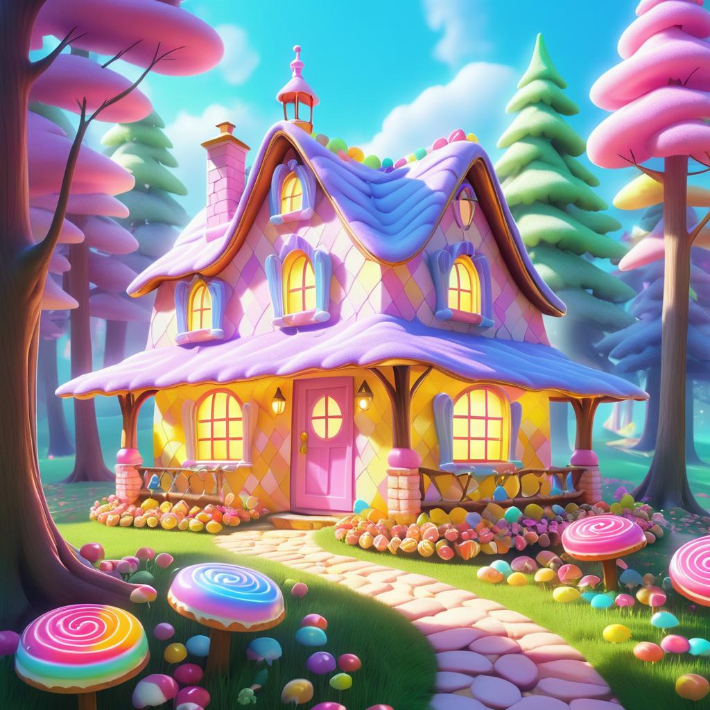 Whimsical Candy Cottage in Enchanted Forest