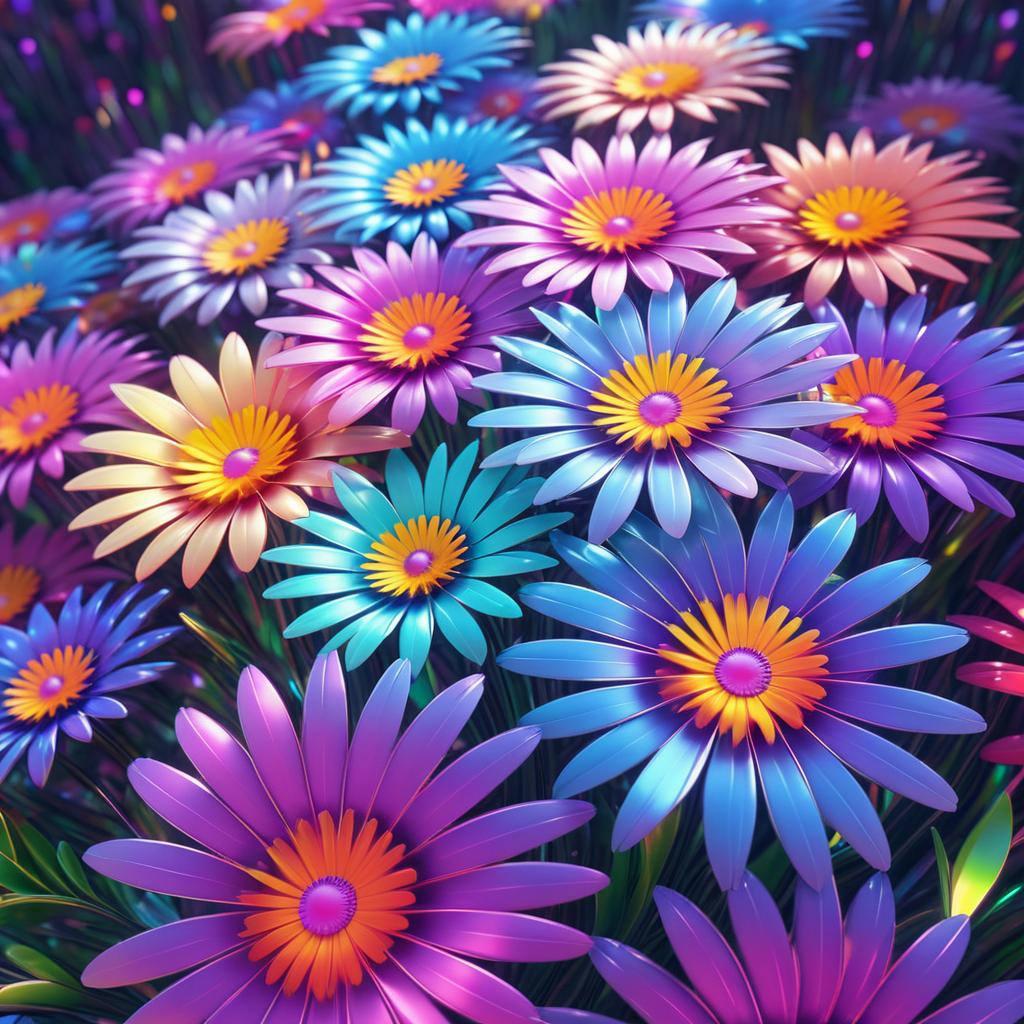 Vibrant Fractal Flower Digital Painting