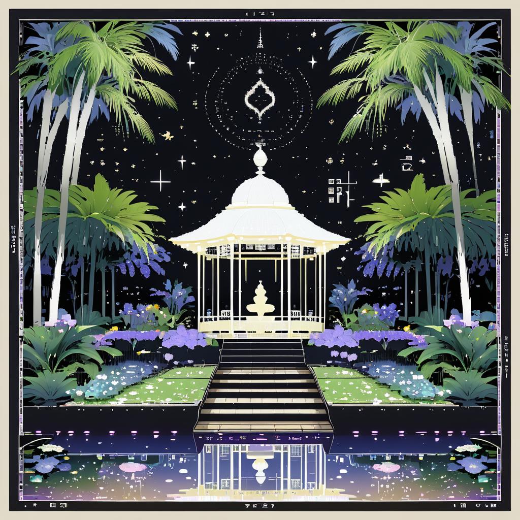 Tranquil Moonlit Oasis Garden Art