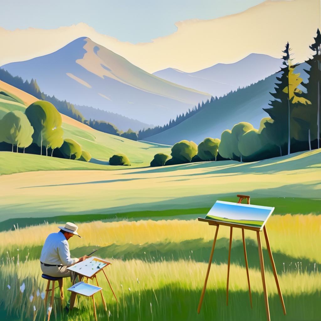 Serene Mountain Meadow Art Scene