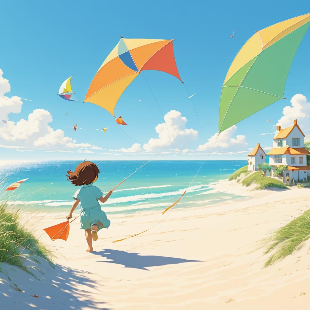 Whimsical Beach Kite Flying Adventure