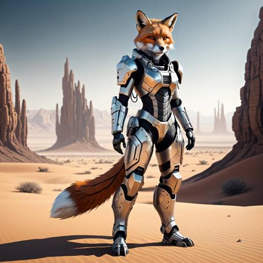 Futuristic Fox Fighter in Exosuit Art