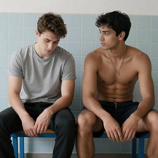 Intimate Moment on a Blue Bench