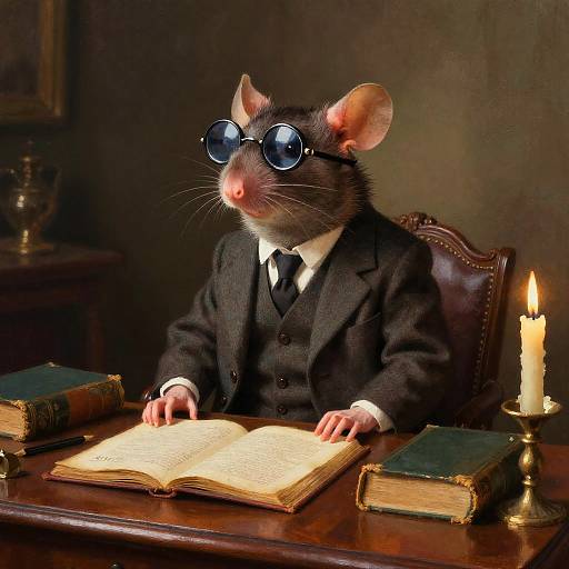 Whimsical Rat in Vintage Suit
