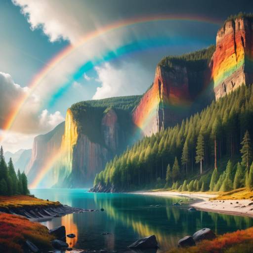 Cinematic Dreamy Forest with Rainbow Cliffs