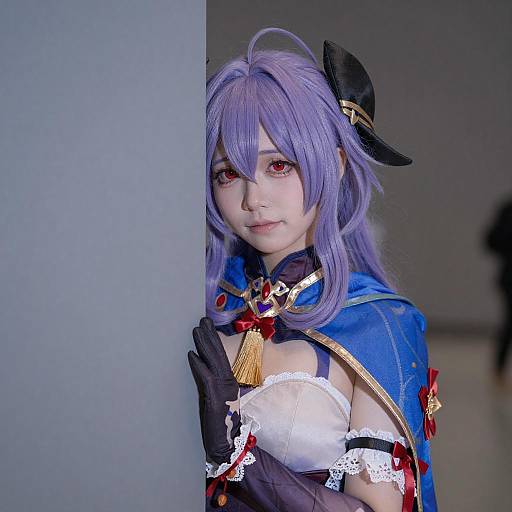 Shy Purple-Haired Cosplayer Portrait
