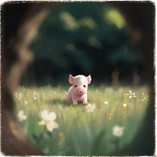Cinematic Baby Piglet in Lush Meadow