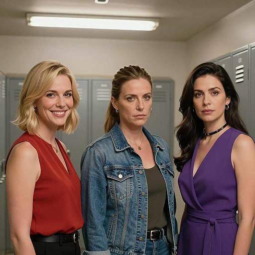 Three Women in Hallway Portrait
