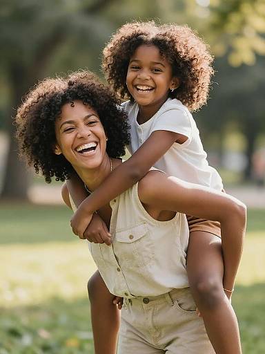 Mother and Daughter Playing in Park