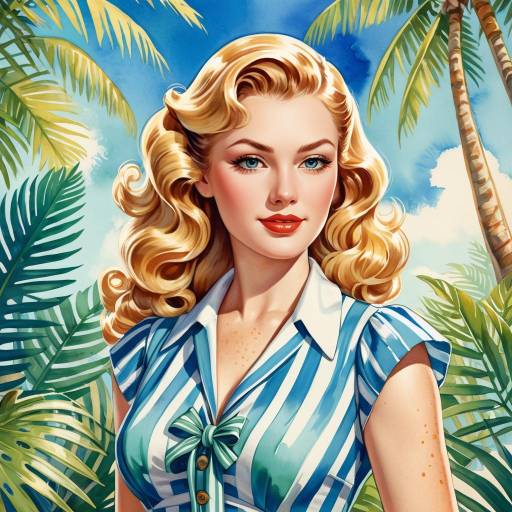 Retro Tropical Pin-Up Portrait Art