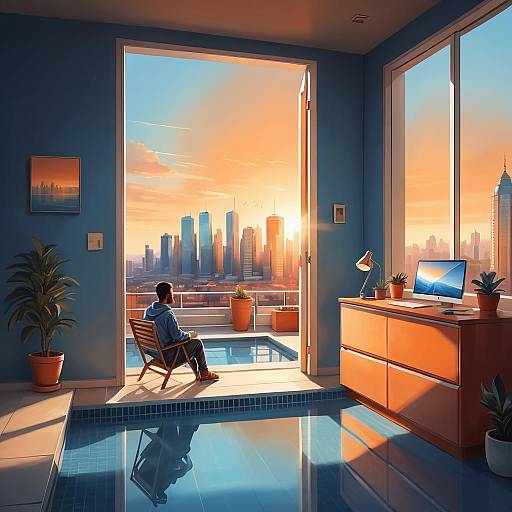 Urban Sunset: A Peaceful Rooftop Escape