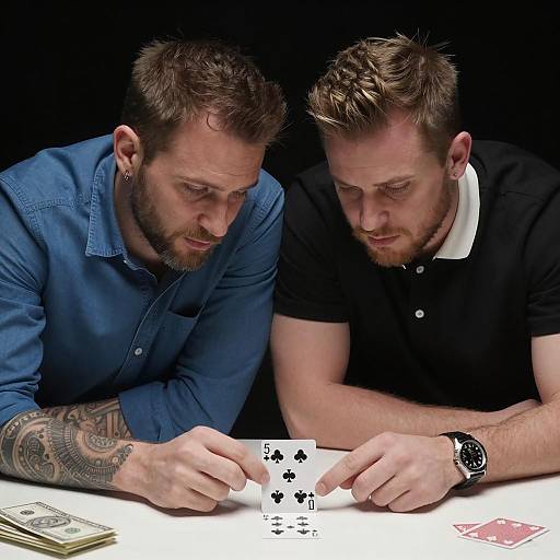 Intense Card Game Between Two Men