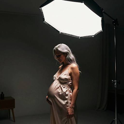 Glistening Maternal Portrait in Chiaroscuro Lighting