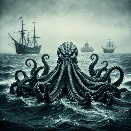 Colossal Kraken Archipelago in Misty Ocean Colossal Kraken Archipelago in Misty Ocean