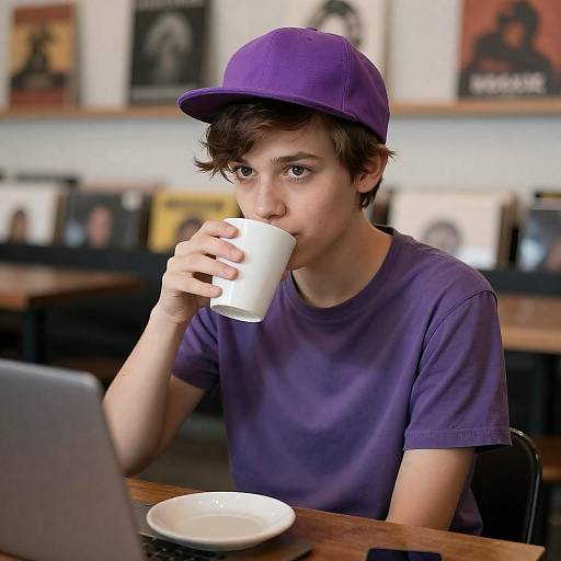 Punk Teen in Electric Purple Hat